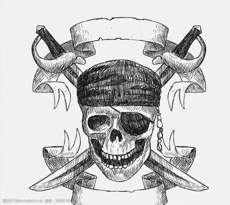 会徽手绘海盗骷髅图片