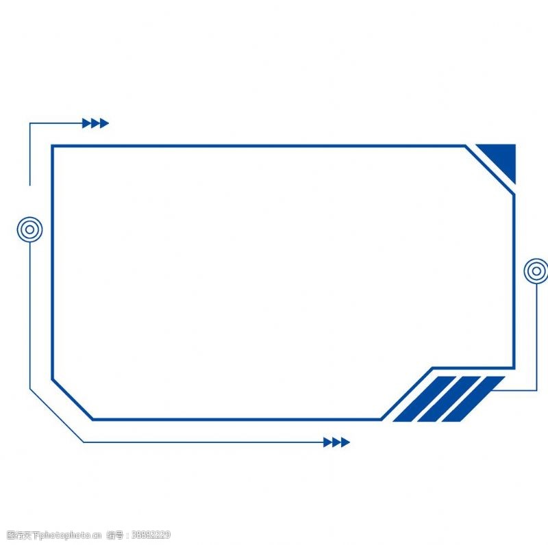 蓝色科技风边框矢量免抠