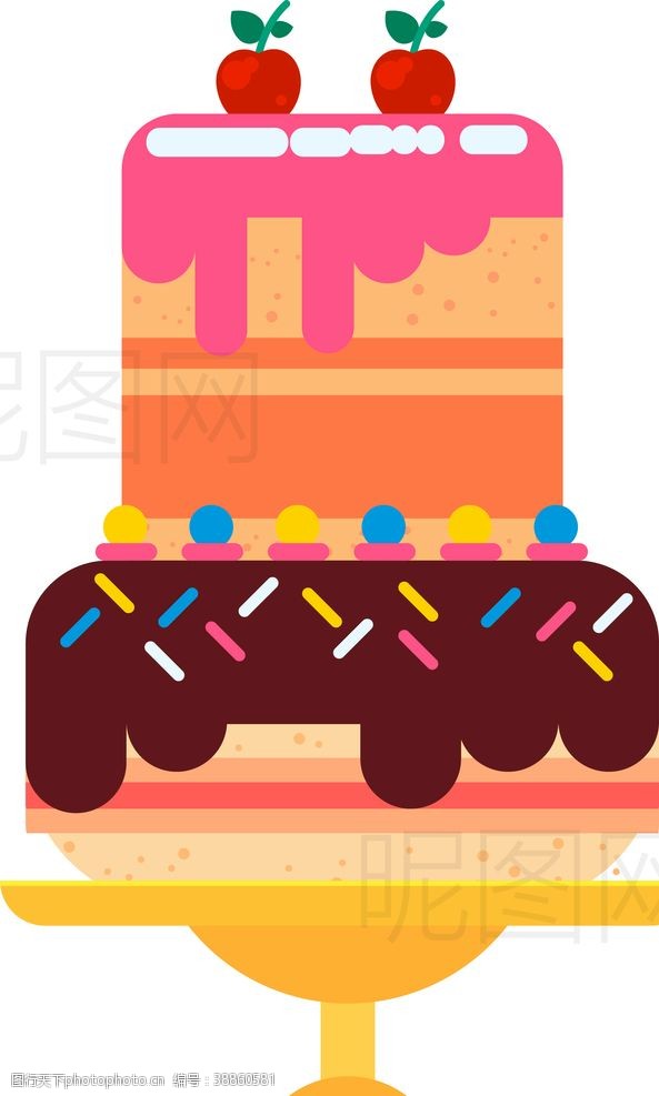 卡通菠萝矢量图生日蛋糕