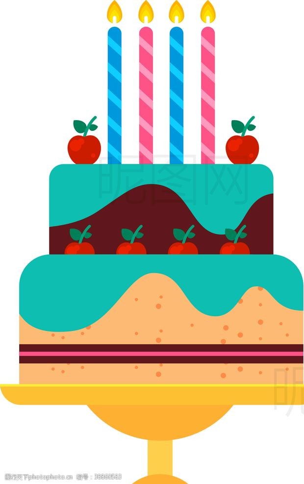 卡通菠萝矢量图双层蛋糕