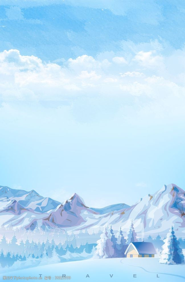 中国风展板雪山风景图片