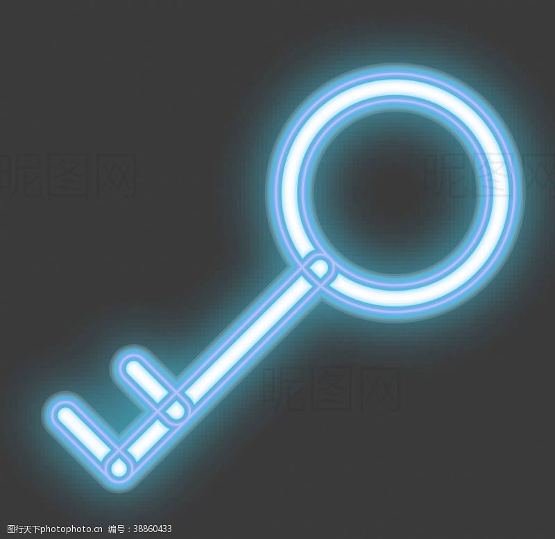 霓虹灯矢量图钥匙
