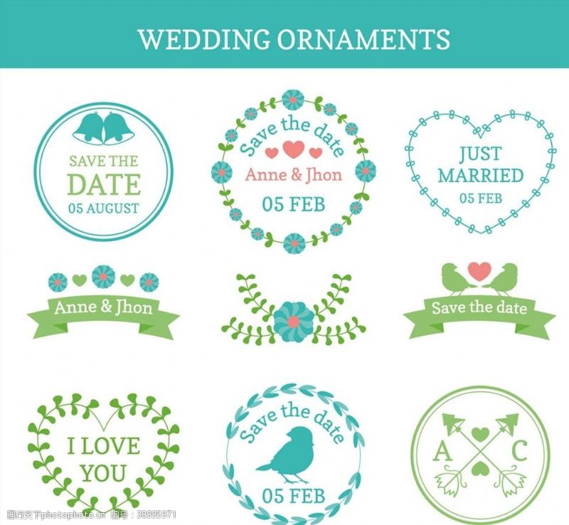 条纹素材婚礼花纹标签图片