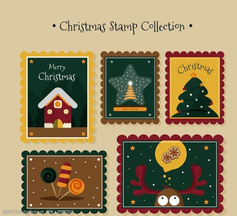 圣诞邮票设计图片
