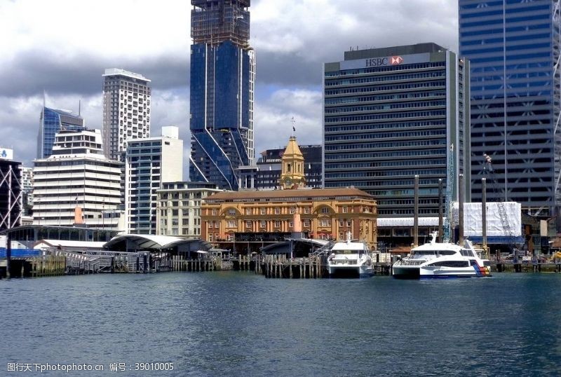 新西兰海滨风光奥克兰港码头风景图片