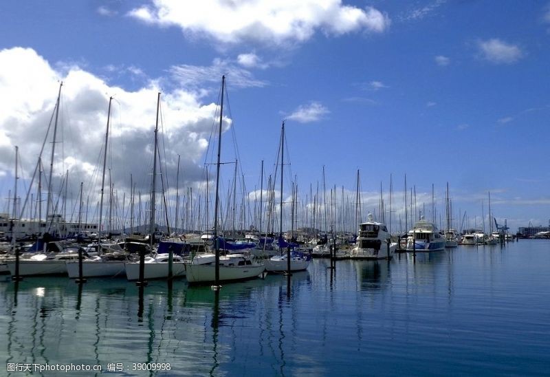 新西兰海滨风光奥克兰游艇码头风景图片
