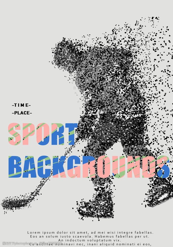 体育运动员冰球运动员粒子形态海报图片