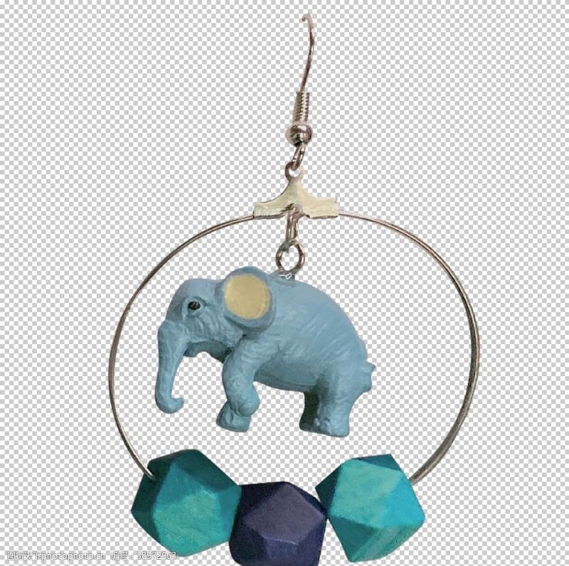钻石耳钉大象珠子耳环图片