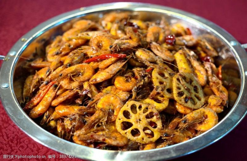蔬菜干锅虾图片