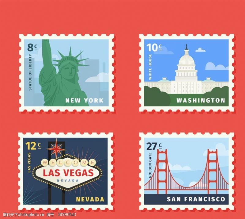 尚顿时尚旅游邮票设计图片