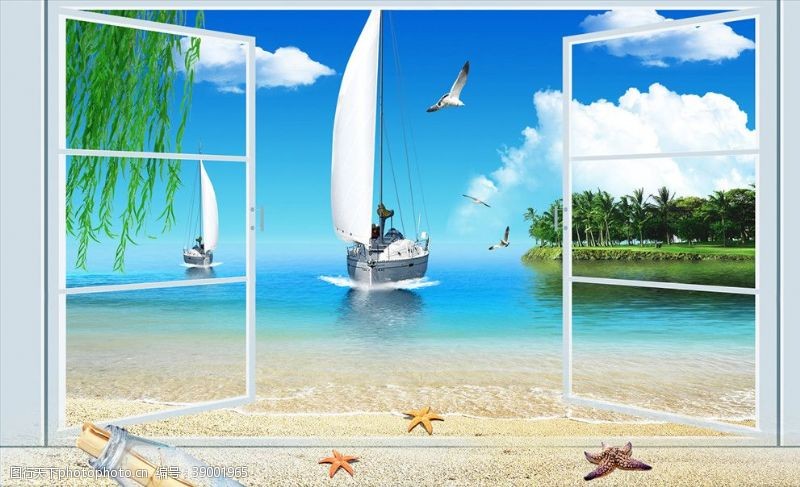 漂流船马尔代夫背景墙图片