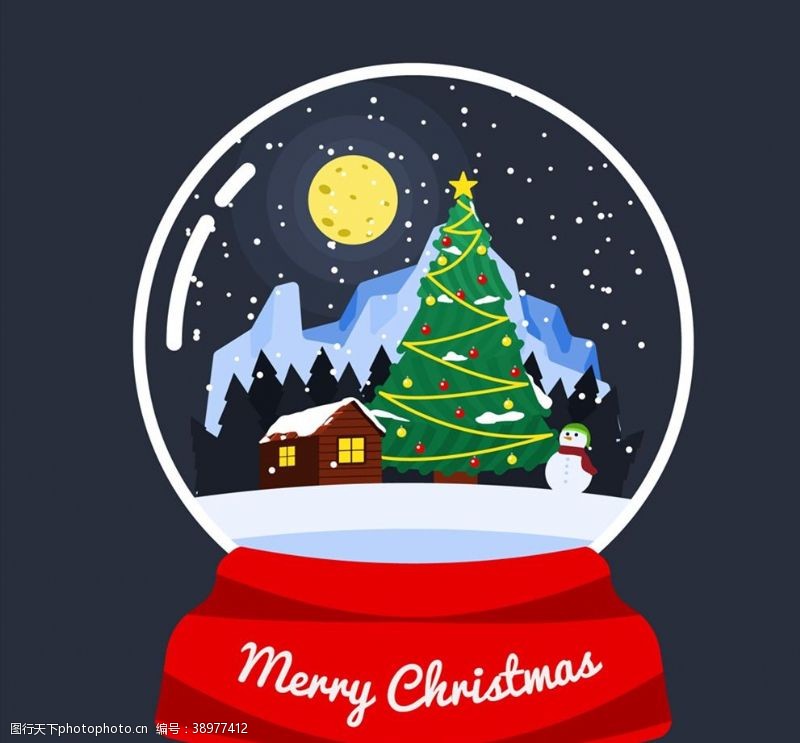 圣诞夜雪花水晶球图片
