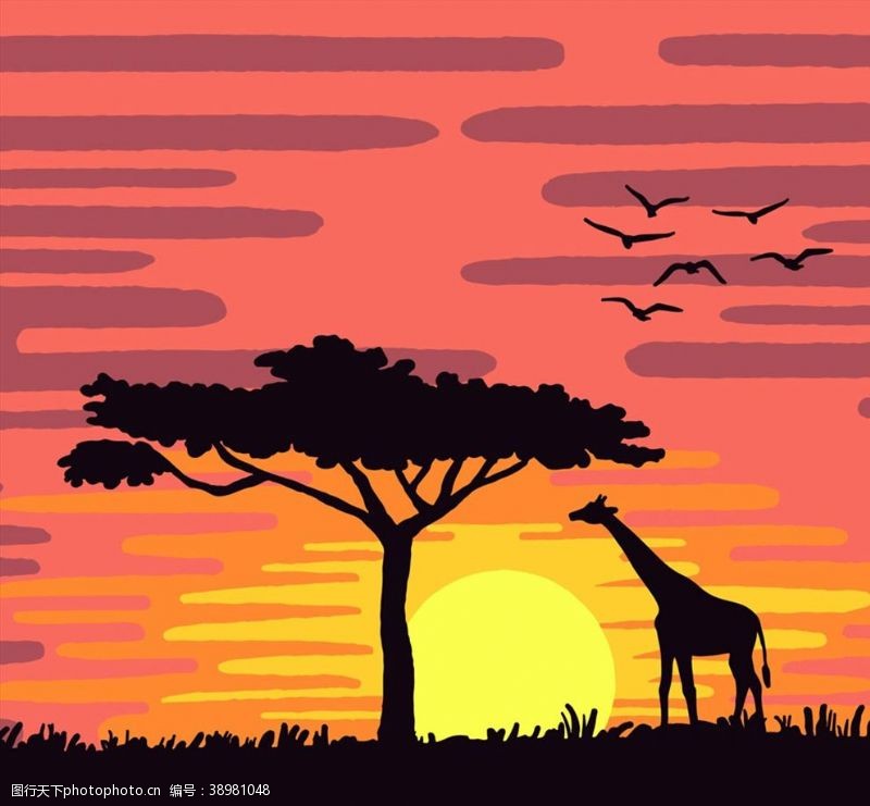 ai原文件夕阳下的非洲图片