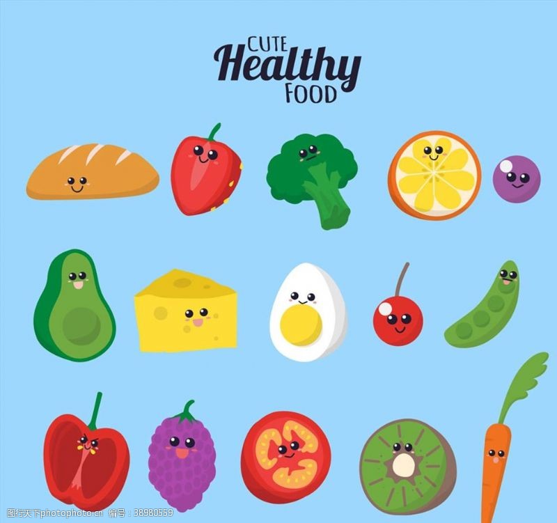 ppt图表素材意表情蔬菜和水果图片