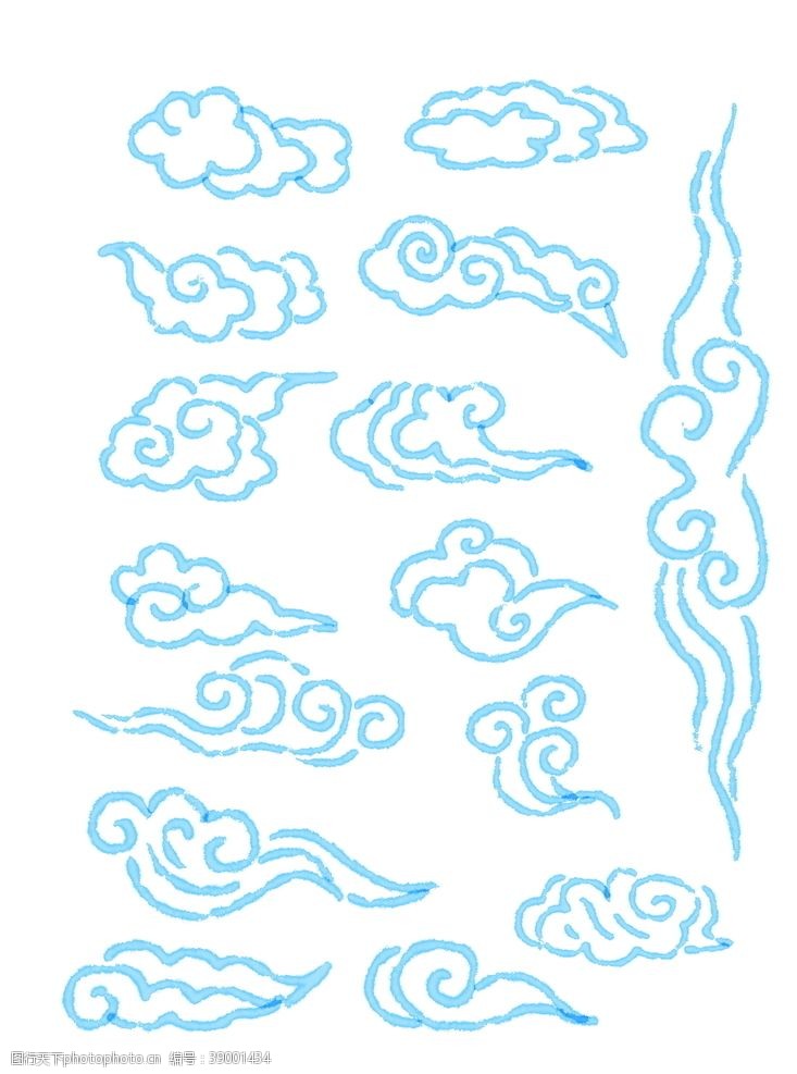 条纹素材15款浅蓝色中国风祥云底纹图片