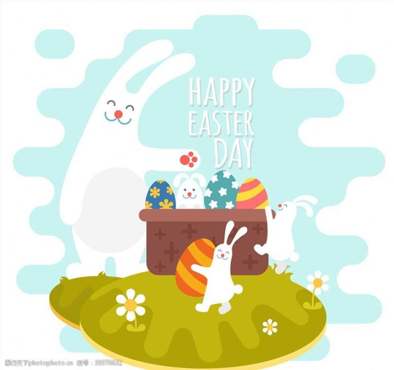 复活草复活节大白兔图片