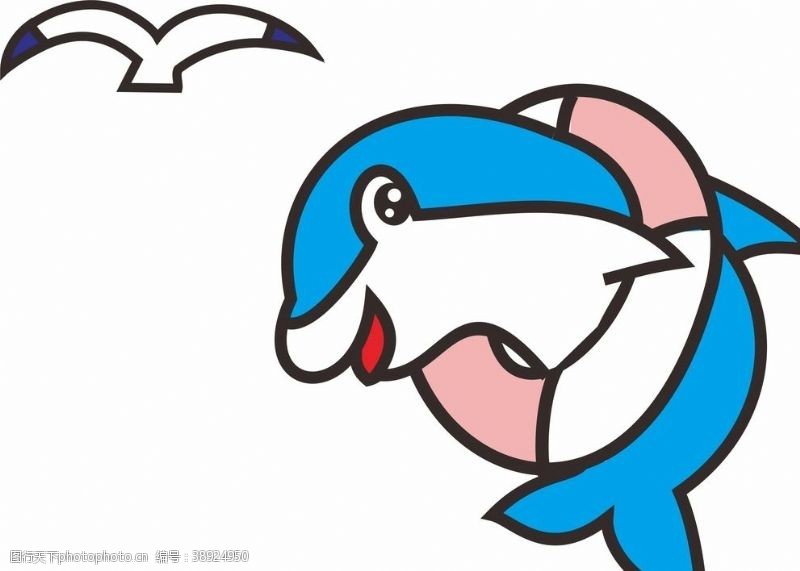 海豚标志海豚和海鸥图片