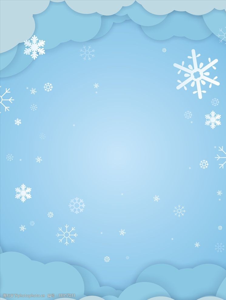 可爱艺术边框简约冬季雪花背景图片