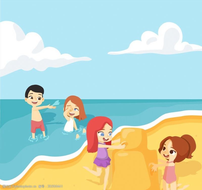 孩子的沙滩沙滩玩耍的孩子图片