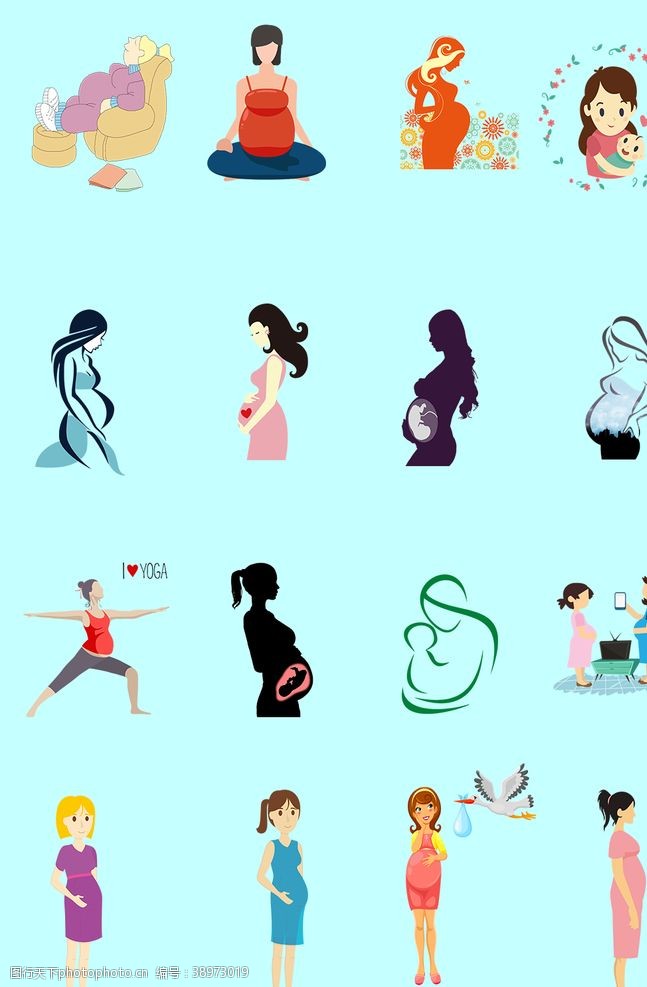 意外怀孕卡孕妇人物素材卡通粉色孕妇图片