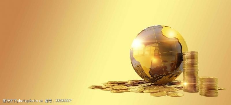 货币增长精扣金色地球货币商务金融图片
