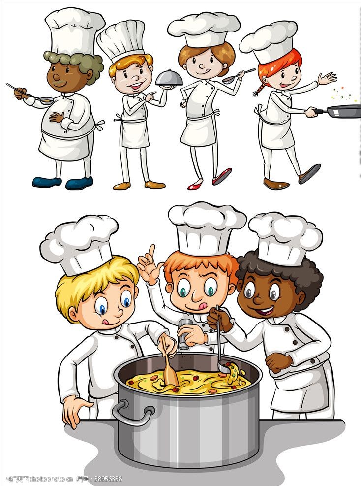 餐厅服务员卡通厨师图片