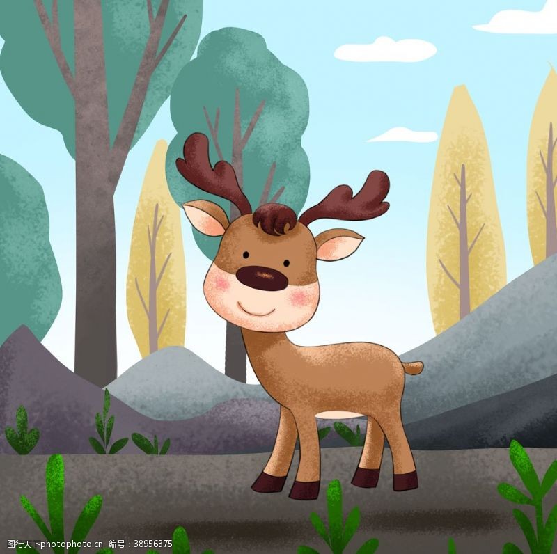 幼儿园广告卡通鹿鹿插画图片