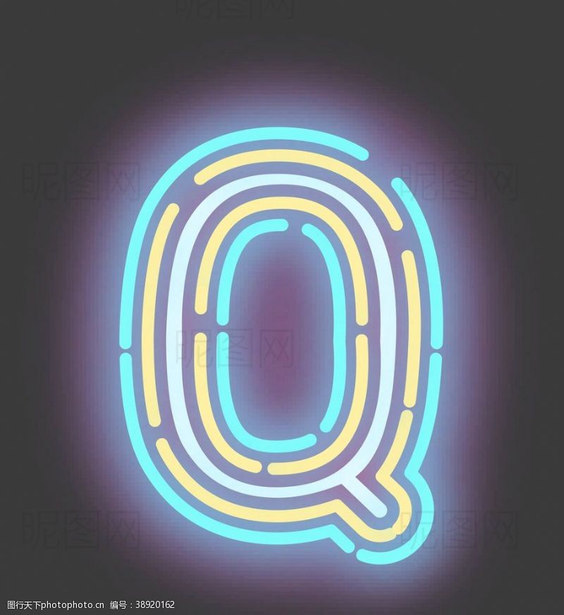 大s霓虹灯字母Q图片