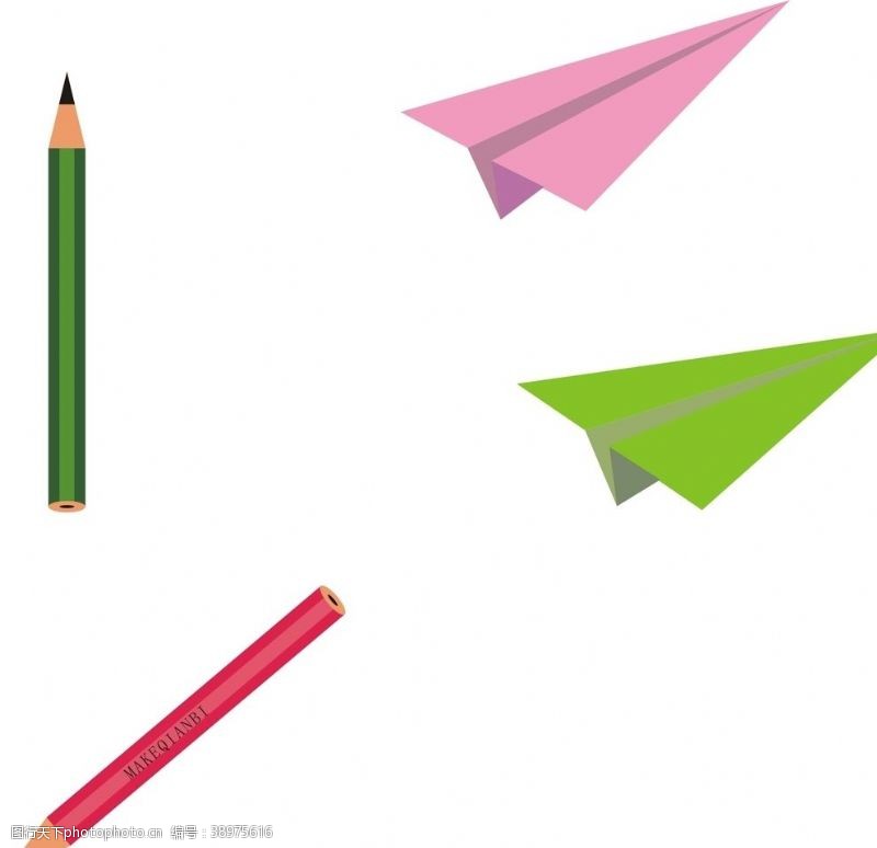 彩色铅笔铅笔纸飞机图片