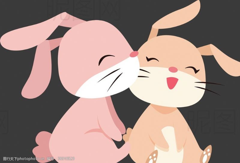 卡通宠物小熊情侣兔子图片