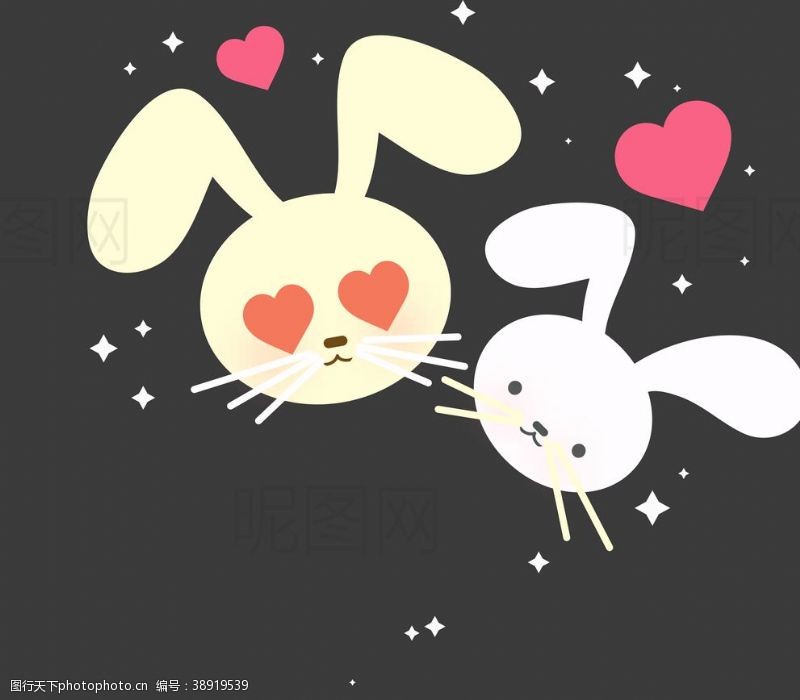 卡通鹦鹉情侣兔子图片