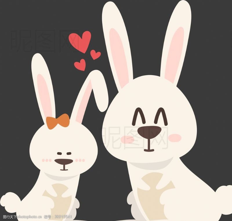 卡通宠物小熊情侣兔子图片