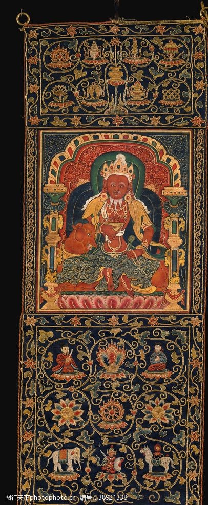 藏民文化唐卡上帝烈火像图片