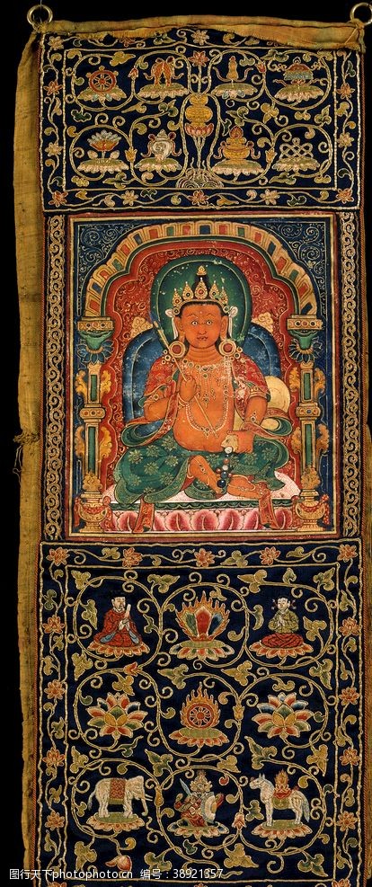 藏民文化唐卡药神像绢本图片