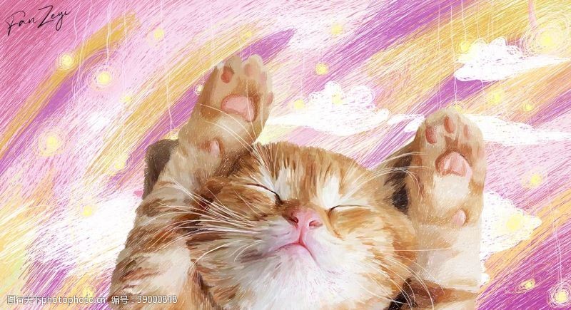 爱的梦境线圈插画猫咪的梦境图片