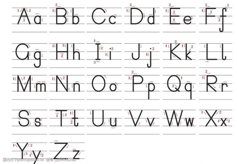 英文字母书写顺序图片