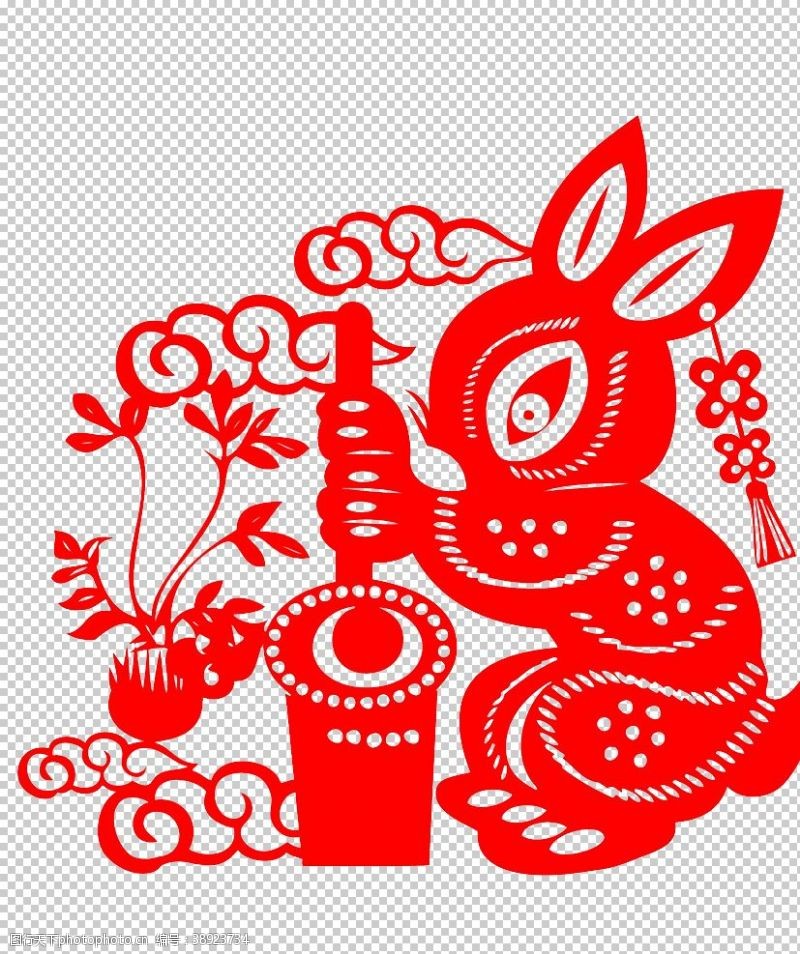 兔年中秋玉兔剪纸图片