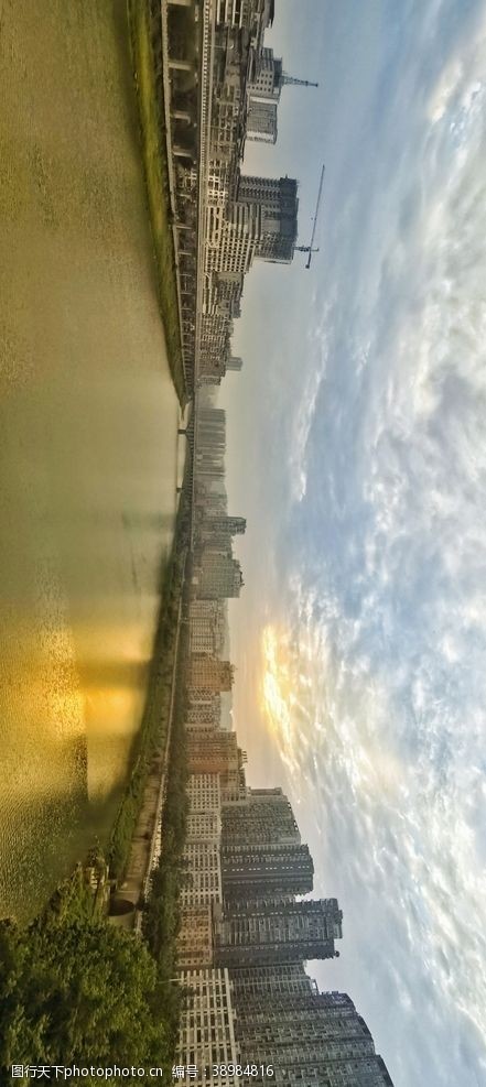 廊桥达州洲河晨曦图片