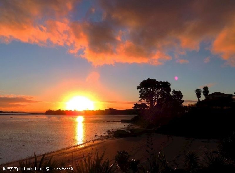 新西兰海滨风光海滨日落风光图片