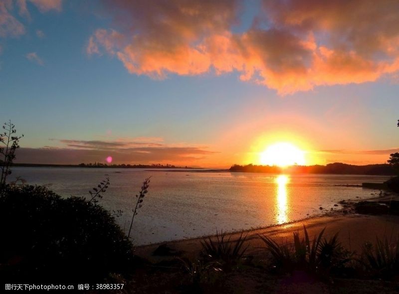 新西兰海滨风光海滨日落风光图片