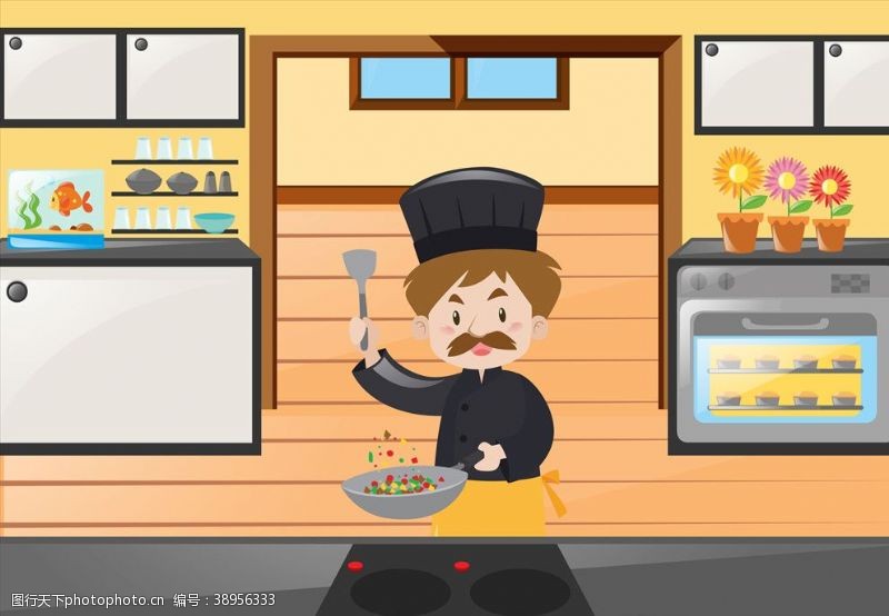 餐厅服务员卡通厨师图片