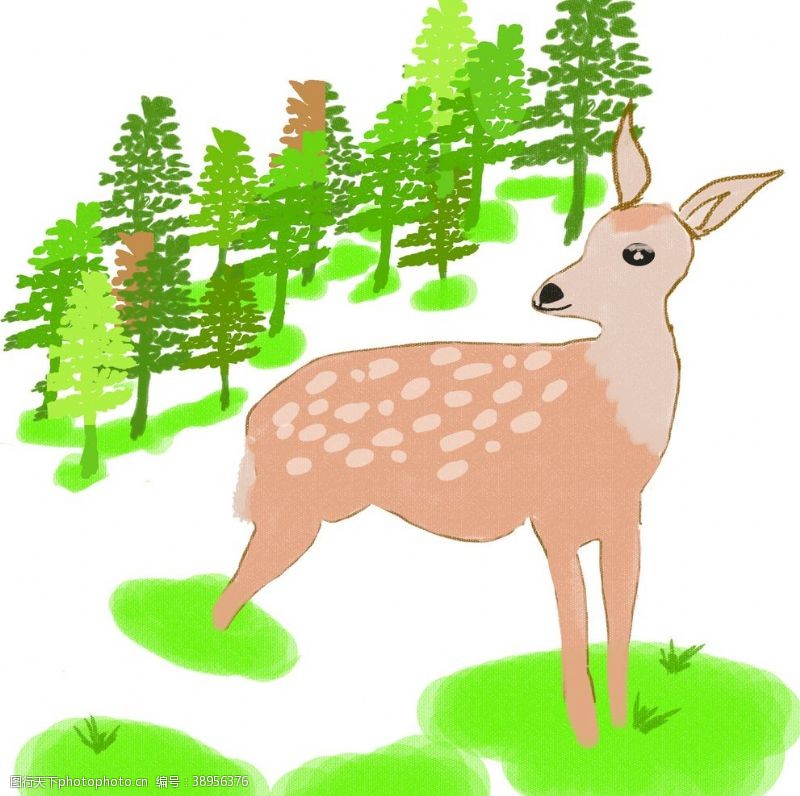 幼儿园广告卡通鹿小鹿插画图片