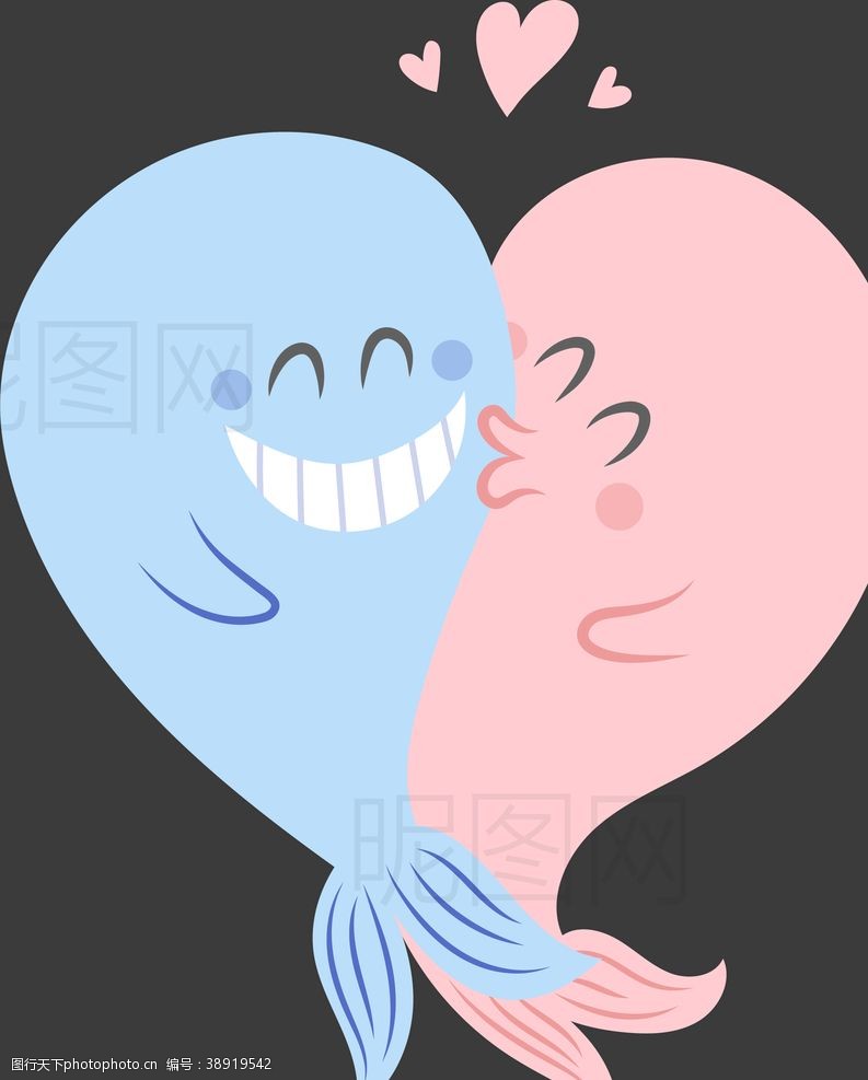 卡通鹦鹉情侣海豚图片