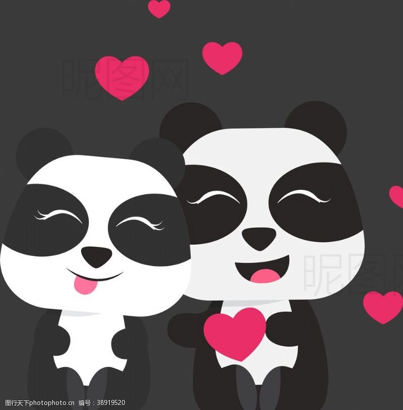 礼卡情侣熊猫图片