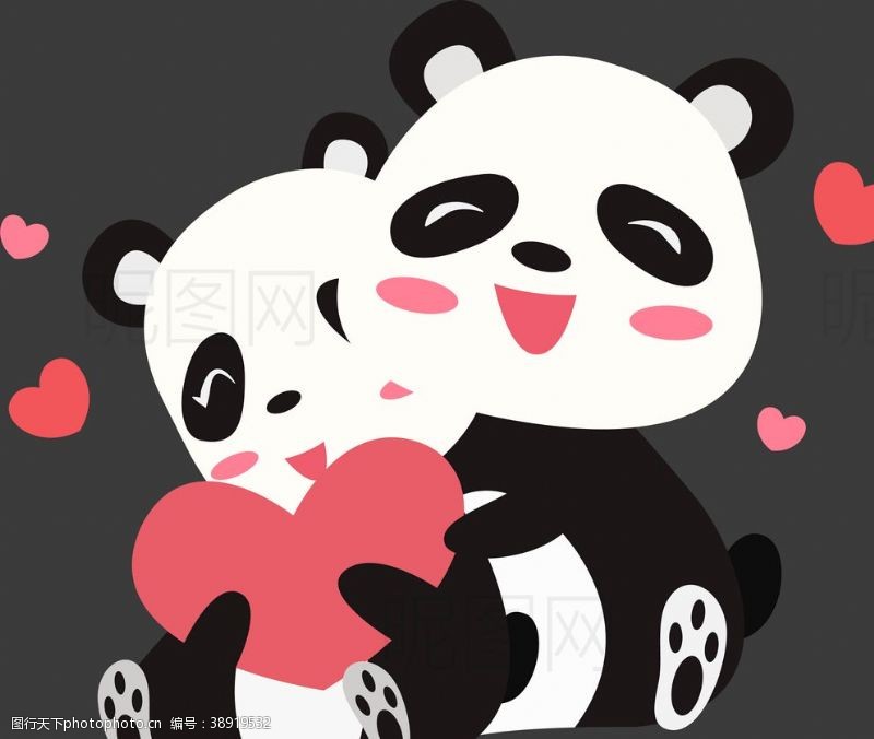 礼卡情侣熊猫图片