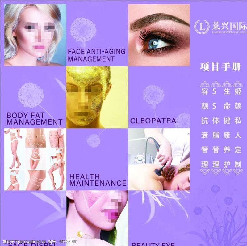美容养生封面紫色背景项目手册封面图片