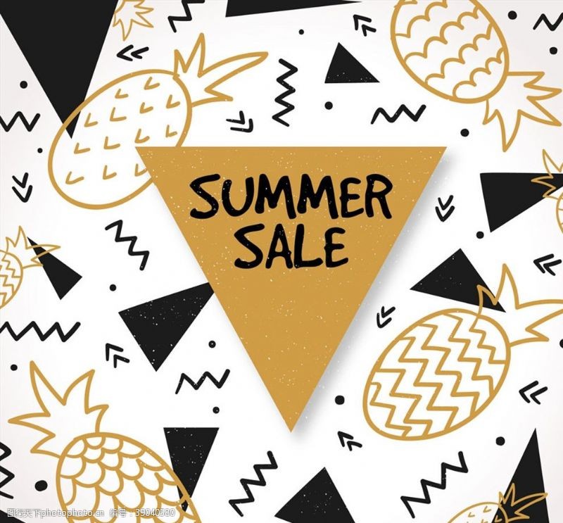 菠萝和三角形销售海报图片