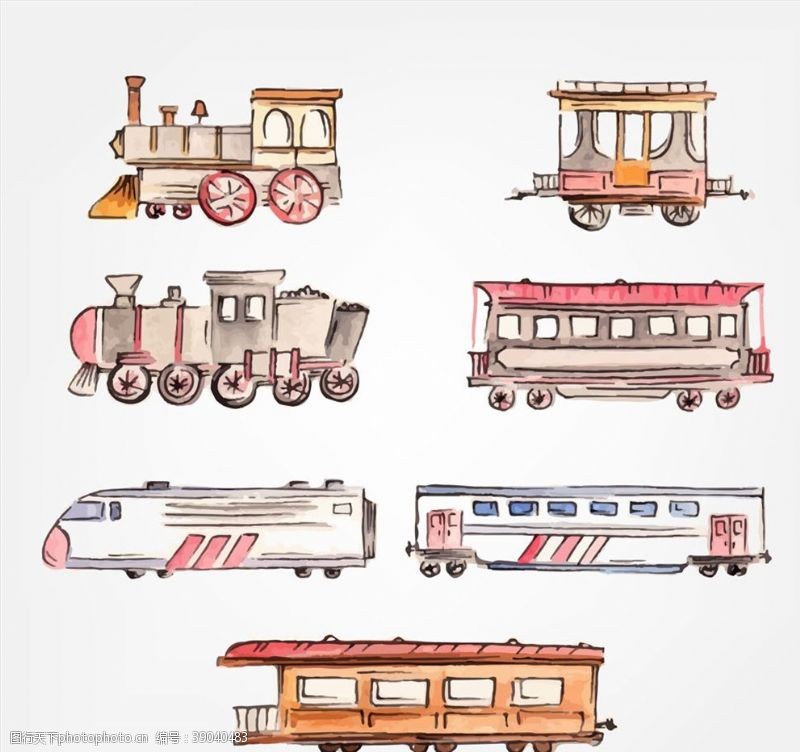 汽车彩绘火车和车厢图片