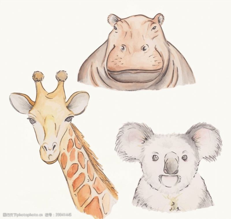 长颈鹿彩绘野生动物头像图片