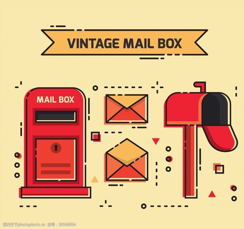 邮筒复古红色信箱图片